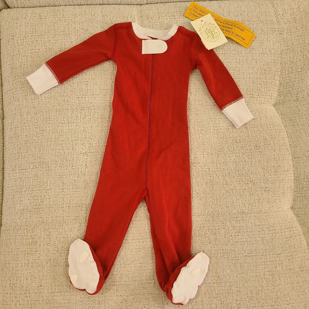 NEW Beaufort Bonnet Red White Knox’s Night Nights Pajamas Zipper Size 3 Months
